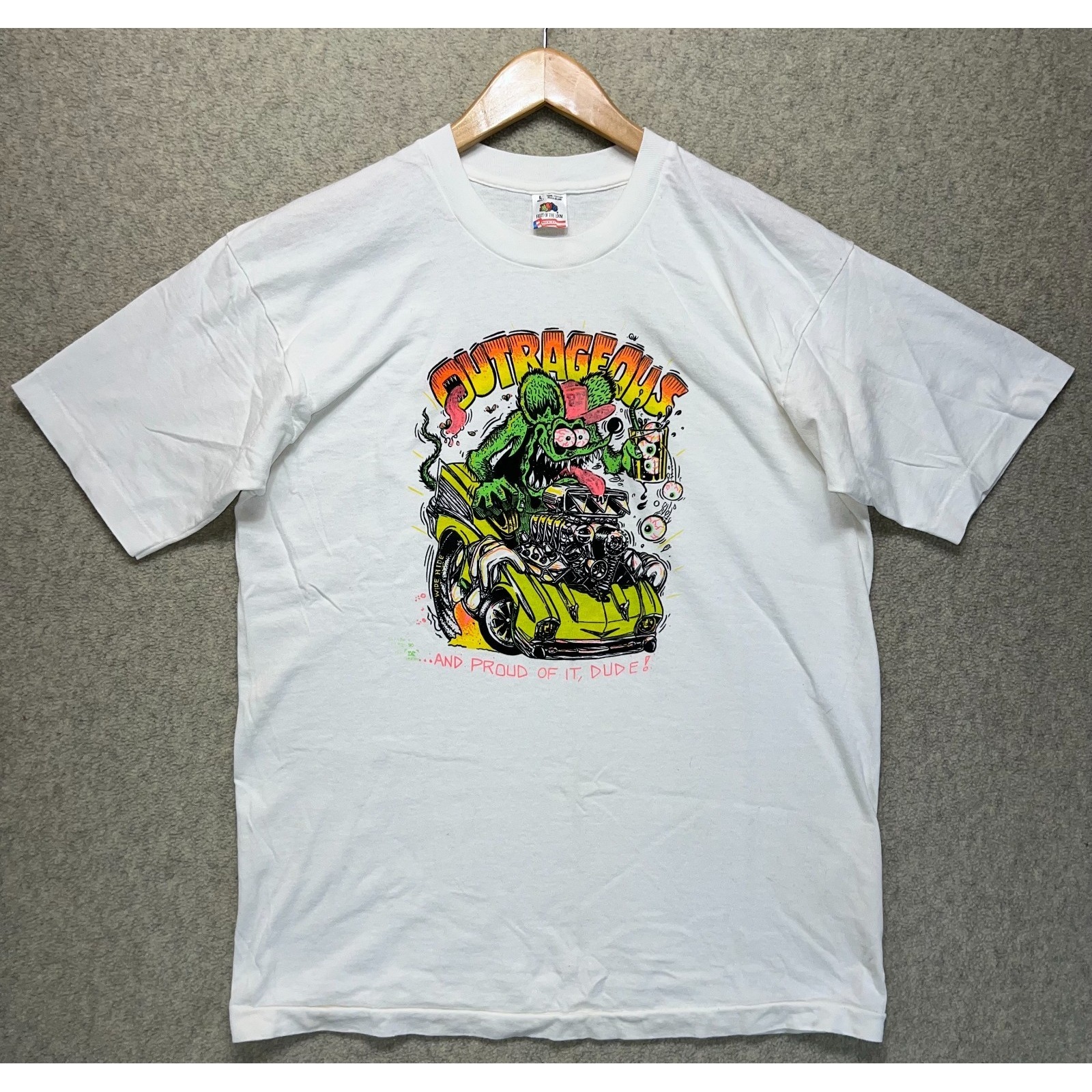 Vintage Fruit Of The Loom Mens TShirt White Big Daddy Outrageous Graphic L